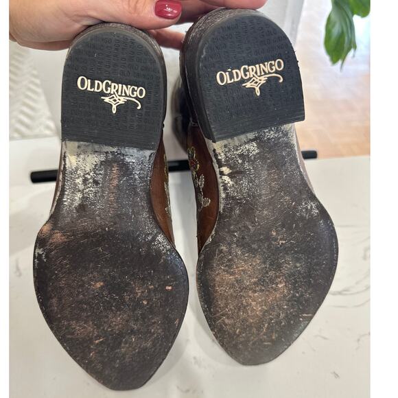 Old Gringo Women's Bonnie Embroidered Floral Choc/Brass Cowboy Boot,NIB,Size 6.5 - Picture 8 of 9